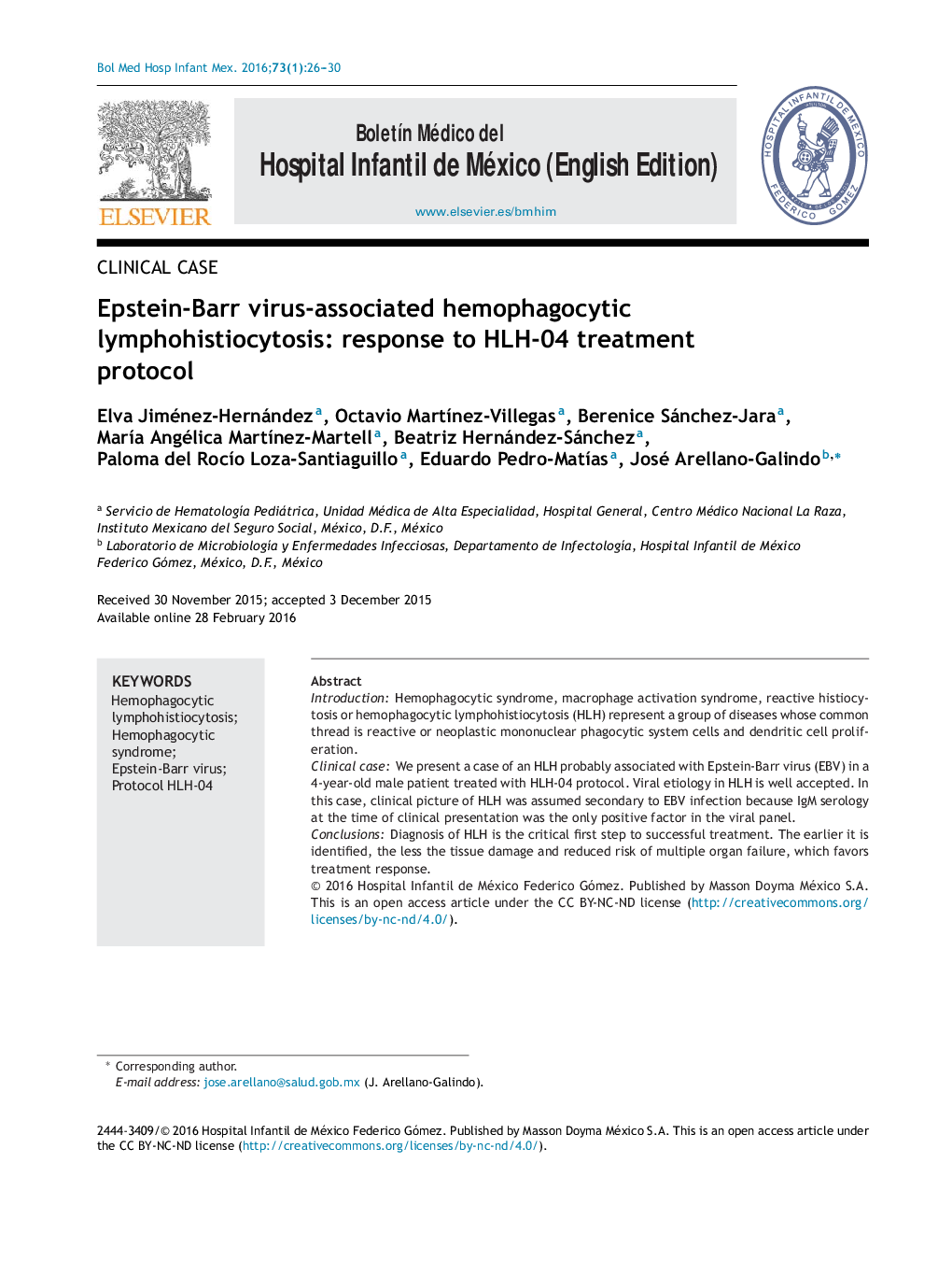 Epstein-Barr virus-associated hemophagocytic lymphohistiocytosis: response to HLH-04 treatment protocol