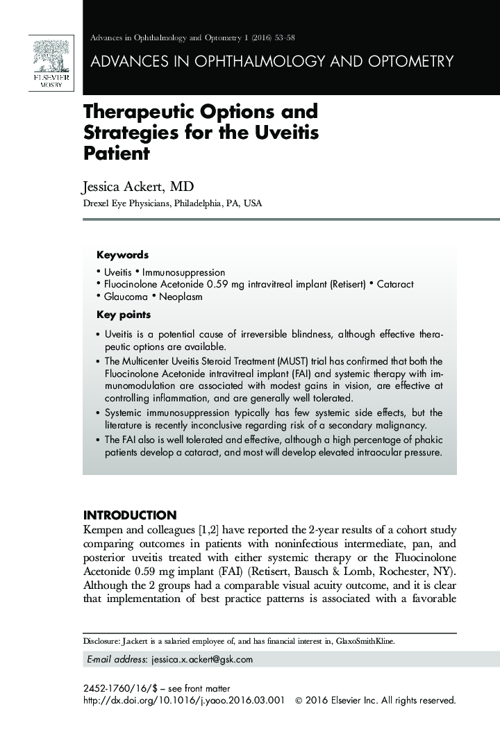 Therapeutic Options and Strategies for the Uveitis Patient