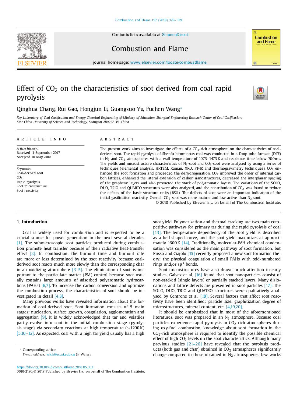 Effect of CO2 on the characteristics of soot derived from coal rapid pyrolysis