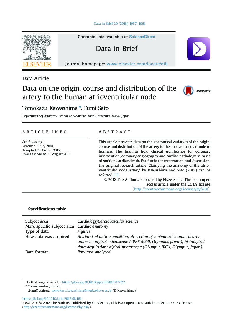 Data on the origin, course and distribution of the artery to the human atrioventricular node