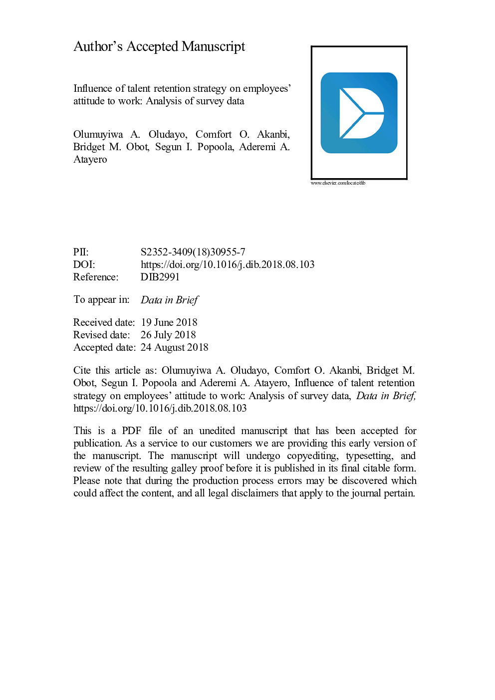 Influence of talent retention strategy on employees×³ attitude to work: Analysis of survey data