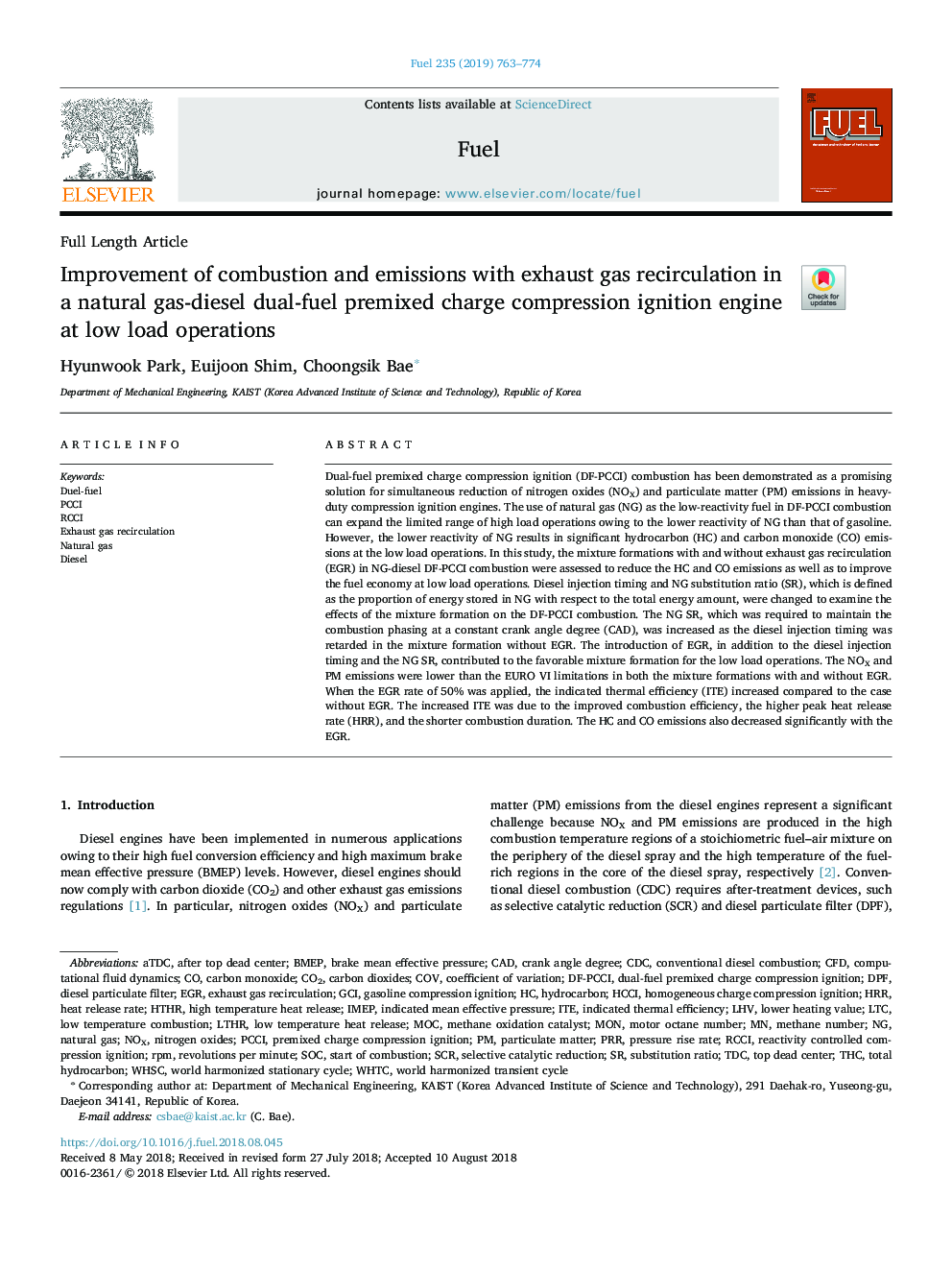 Improvement of combustion and emissions with exhaust gas recirculation in a natural gas-diesel dual-fuel premixed charge compression ignition engine at low load operations