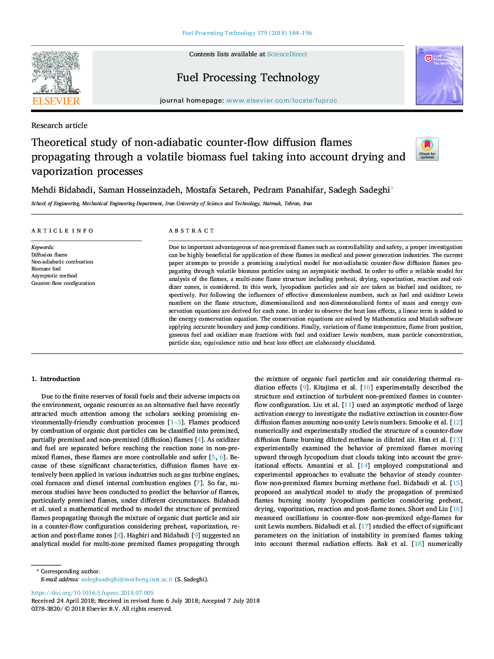 Theoretical study of non-adiabatic counter-flow diffusion flames propagating through a volatile biomass fuel taking into account drying and vaporization processes