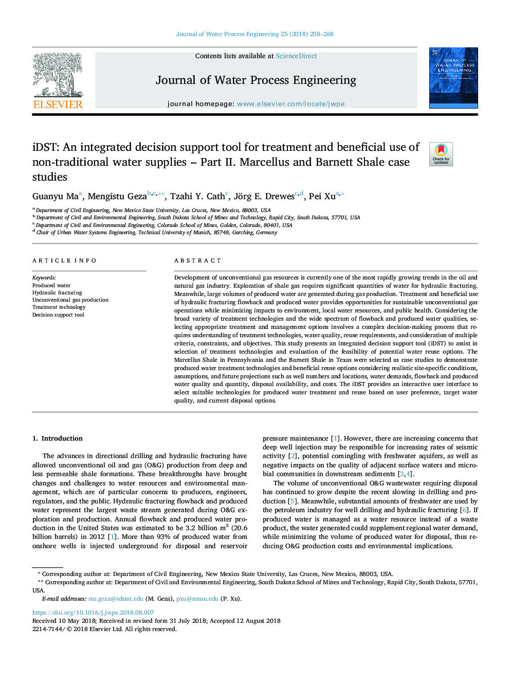 iDST: An integrated decision support tool for treatment and beneficial use of non-traditional water supplies - Part II. Marcellus and Barnett Shale case studies