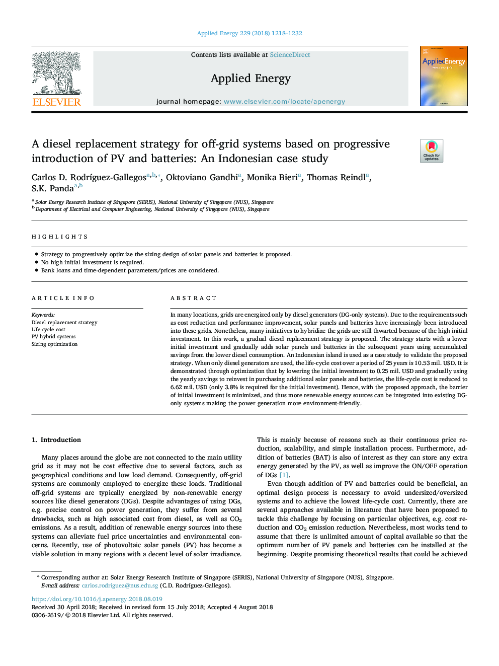 A diesel replacement strategy for off-grid systems based on progressive introduction of PV and batteries: An Indonesian case study