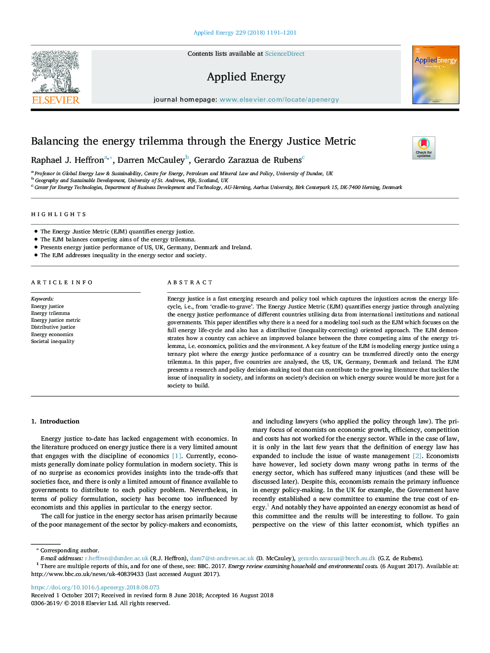 Balancing the energy trilemma through the Energy Justice Metric