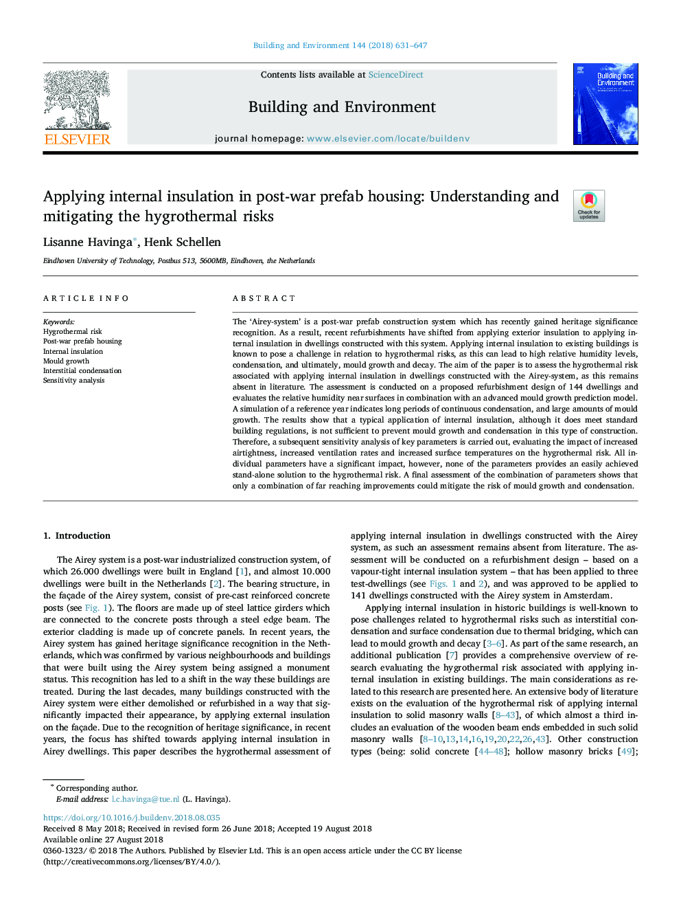 Applying internal insulation in post-war prefab housing: Understanding and mitigating the hygrothermal risks