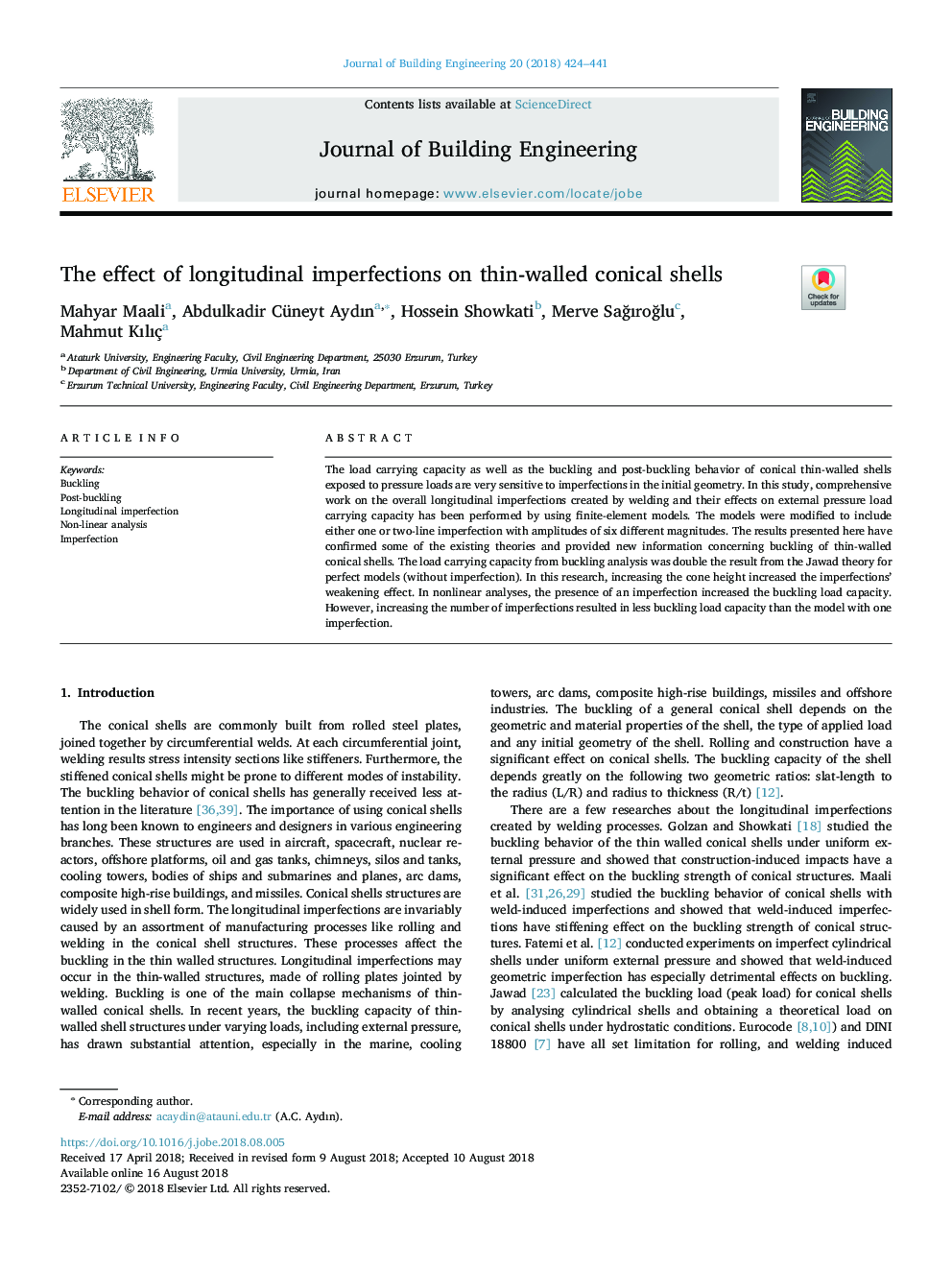 The effect of longitudinal imperfections on thin-walled conical shells