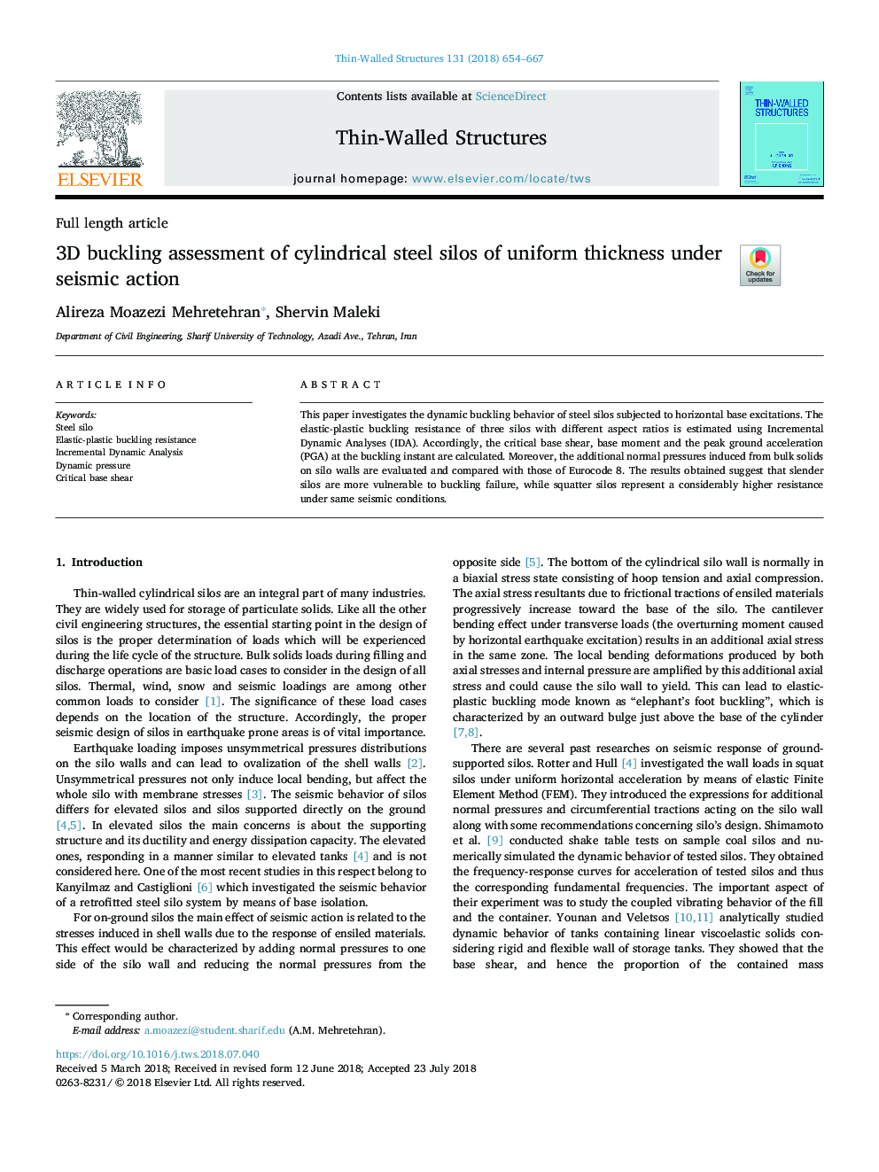 3D buckling assessment of cylindrical steel silos of uniform thickness under seismic action