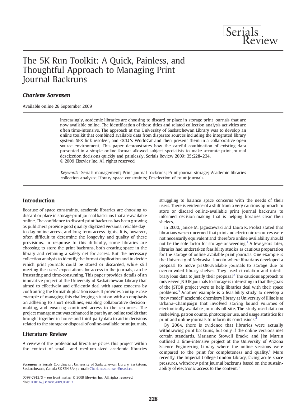 The 5K Run Toolkit: A Quick, Painless, and Thoughtful Approach to Managing Print Journal Backruns