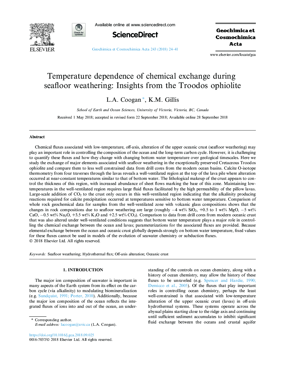 وابستگی درجه حرارت مبادله شیمیایی در هوای فصلی دریایی: مشاهدات از افیولیت تروودوس