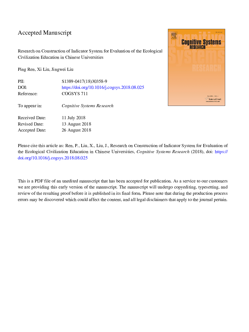 Research on construction of indicator system for evaluation of the ecological civilization education in Chinese universities