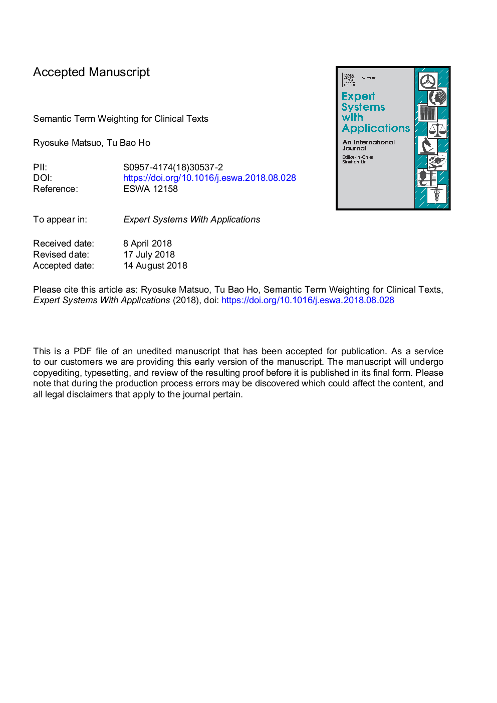 Semantic term weighting for clinical texts