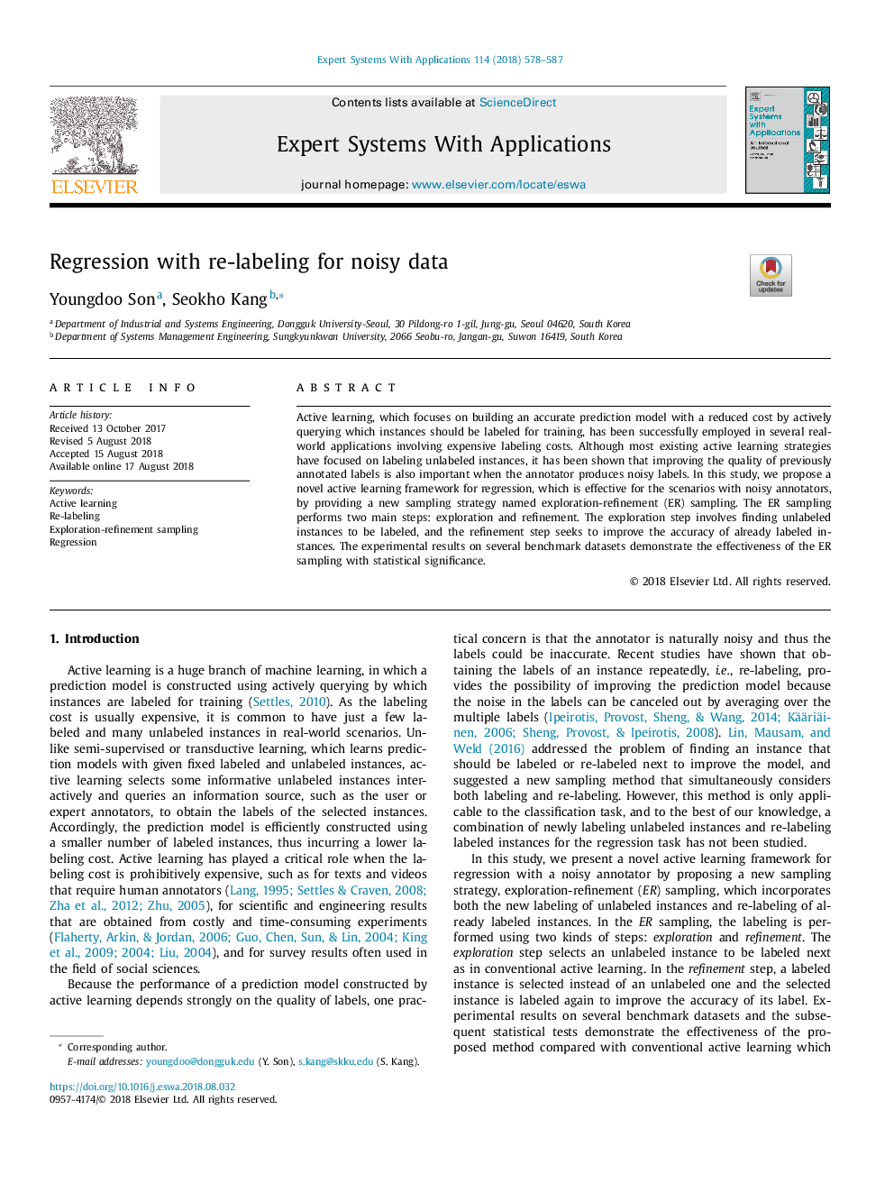 Regression with re-labeling for noisy data