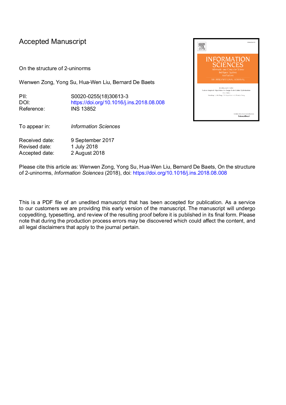 On the structure of 2-uninorms