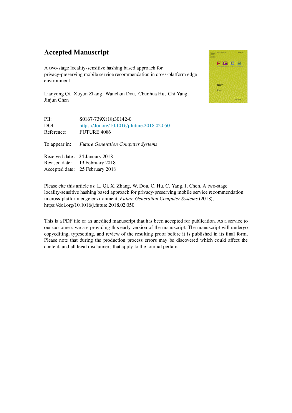 A two-stage locality-sensitive hashing based approach for privacy-preserving mobile service recommendation in cross-platform edge environment