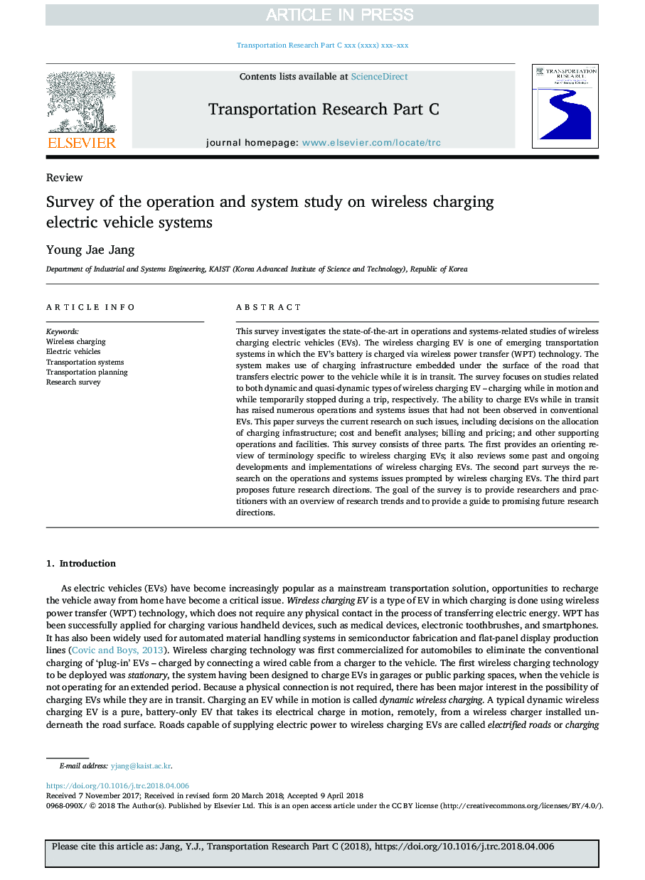 Survey of the operation and system study on wireless charging electric vehicle systems