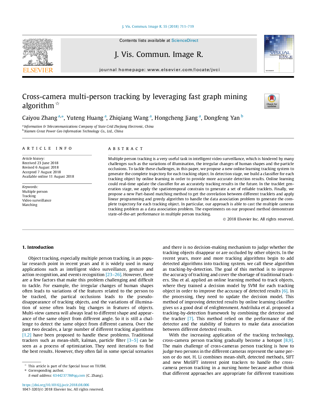 Cross-camera multi-person tracking by leveraging fast graph mining algorithm