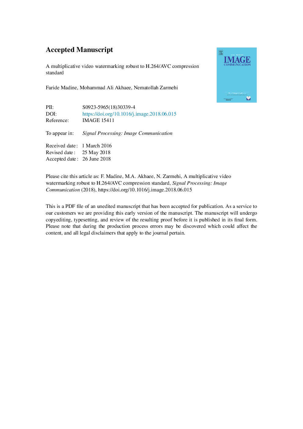 A multiplicative video watermarking robust to H.264/AVC compression standard