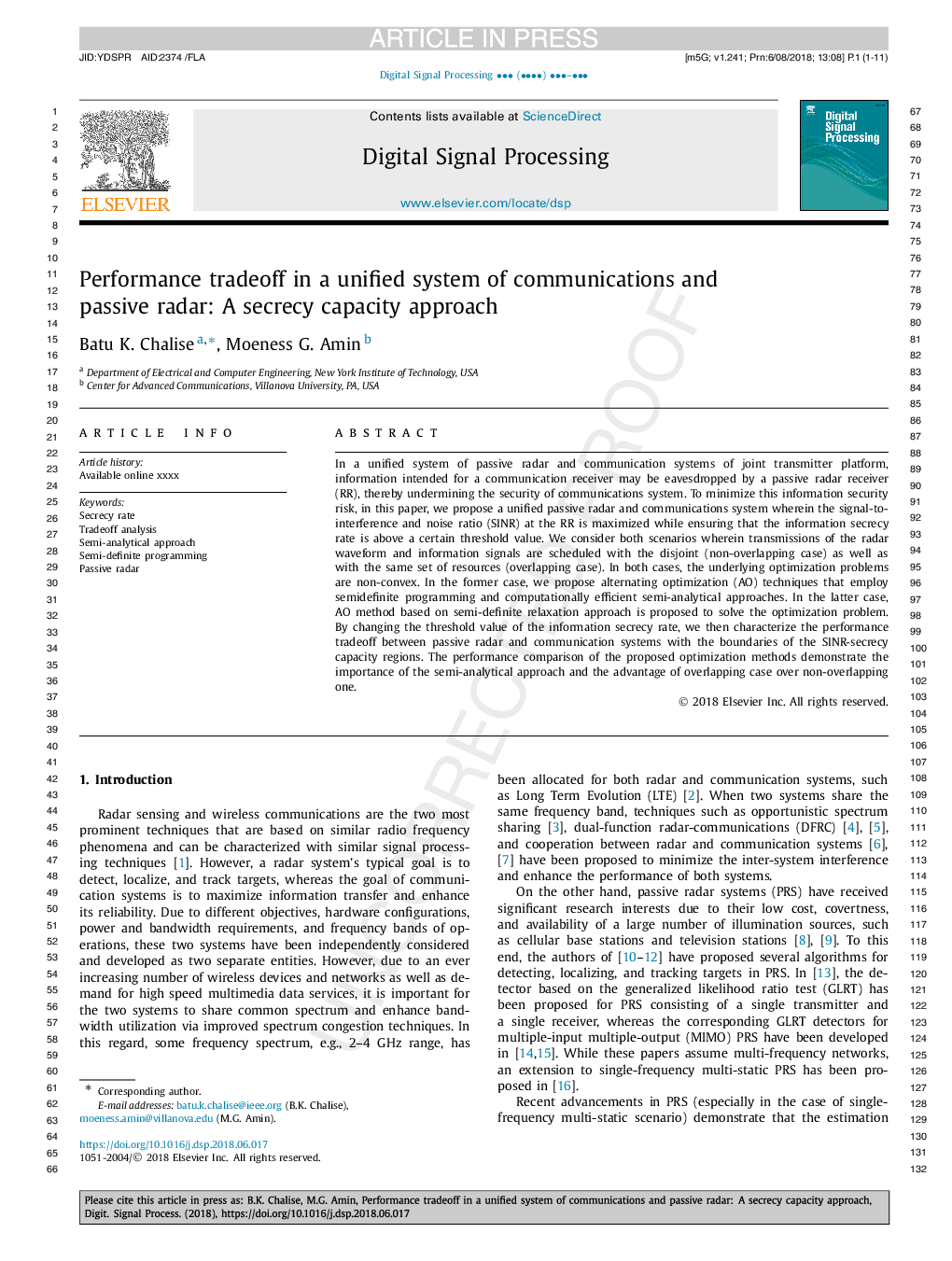 Performance tradeoff in a unified system of communications and passive radar: A secrecy capacity approach