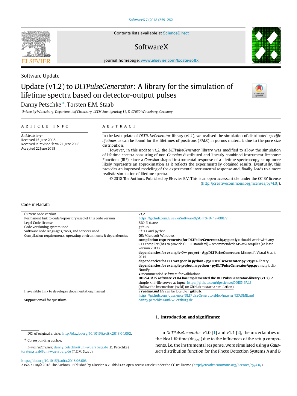 Update (v1.2) to DLTPulseGenerator: A library for the simulation of lifetime spectra based on detector-output pulses