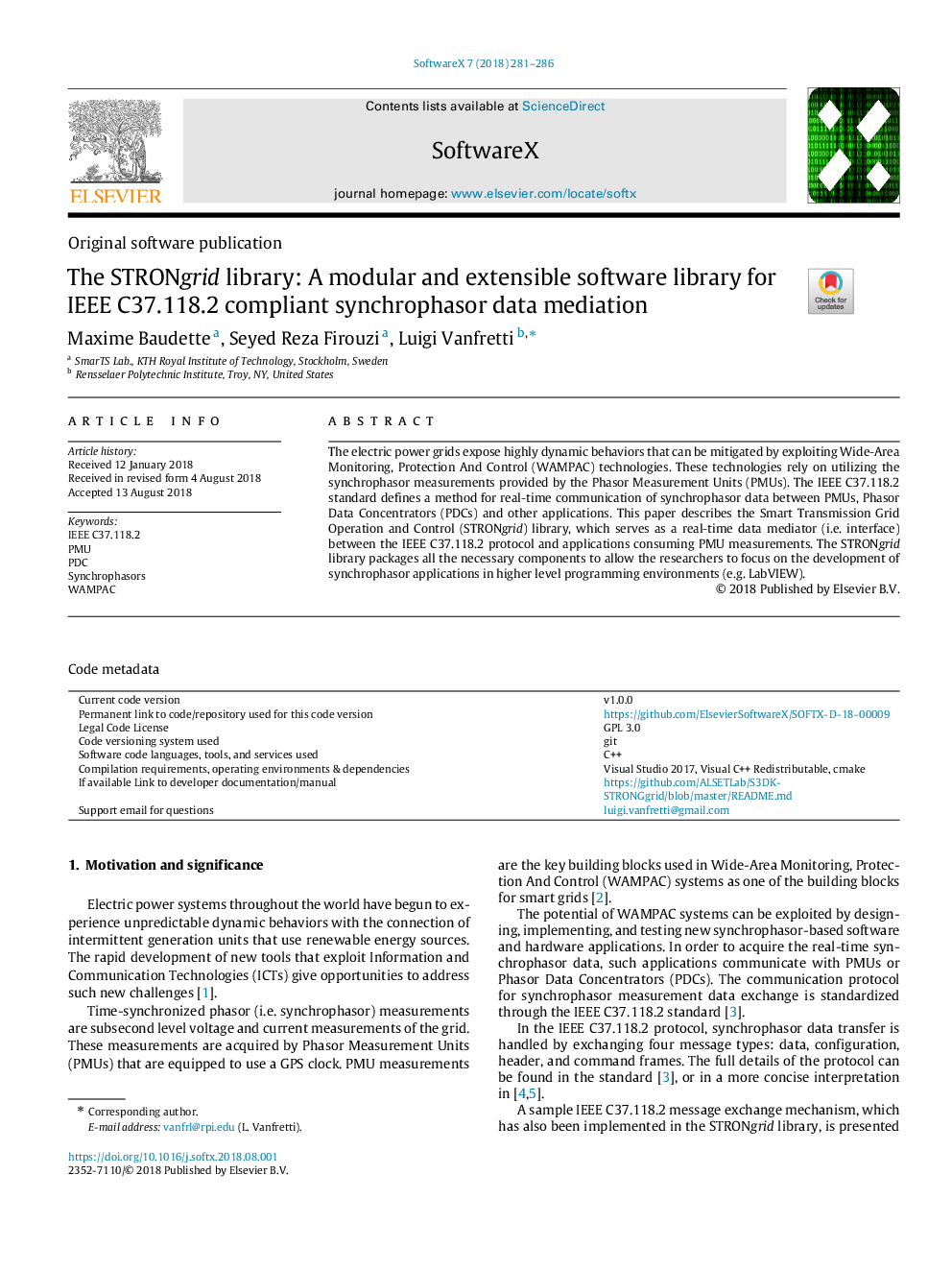 The STRONgrid library: A modular and extensible software library for IEEEÂ C37.118.2 compliant synchrophasor data mediation