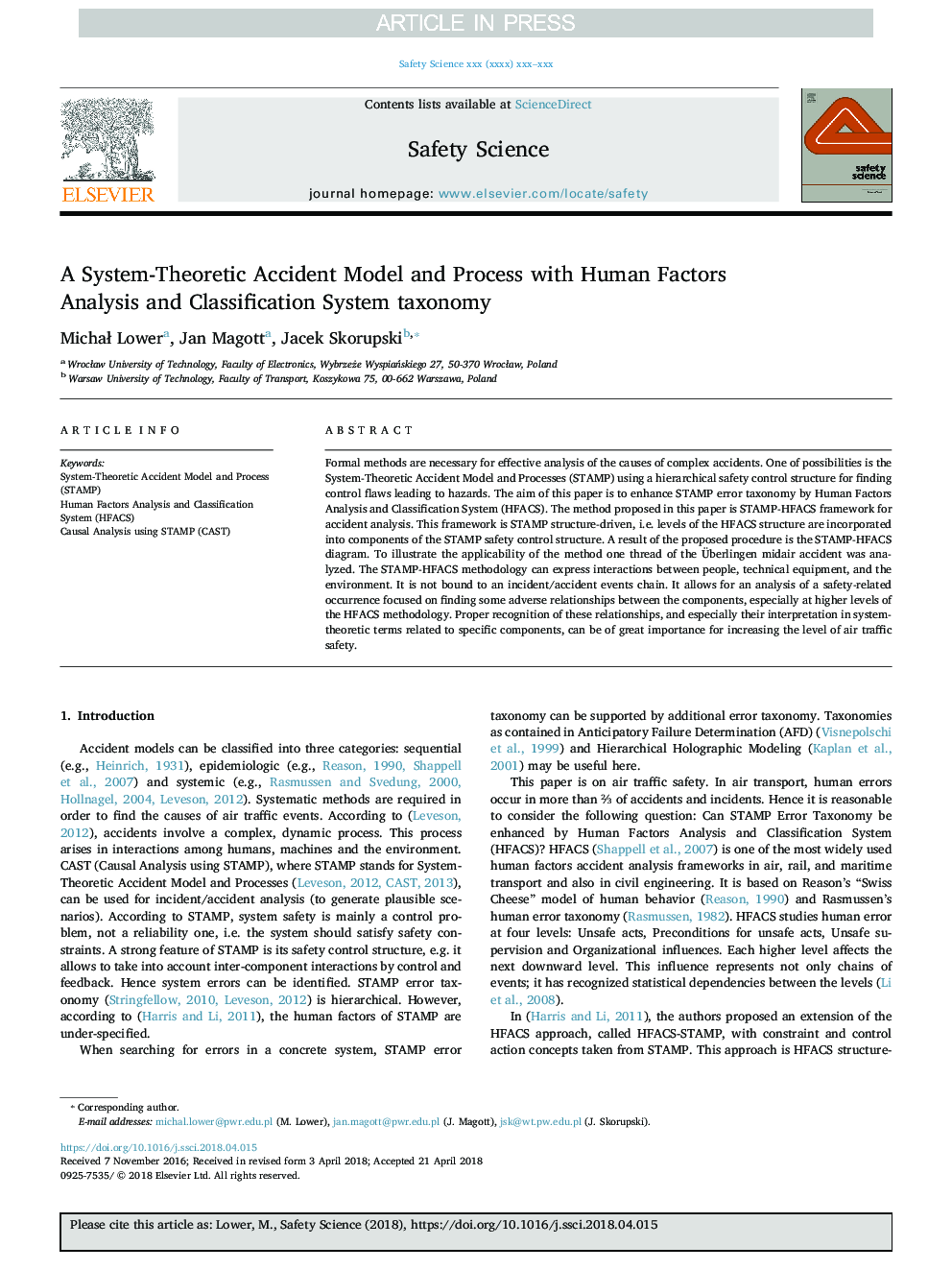 A System-Theoretic Accident Model and Process with Human Factors Analysis and Classification System taxonomy