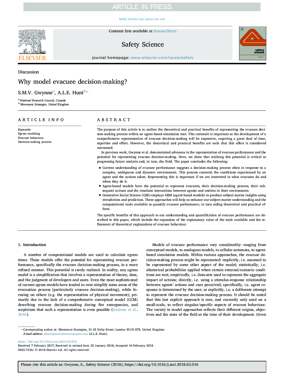 Why model evacuee decision-making?