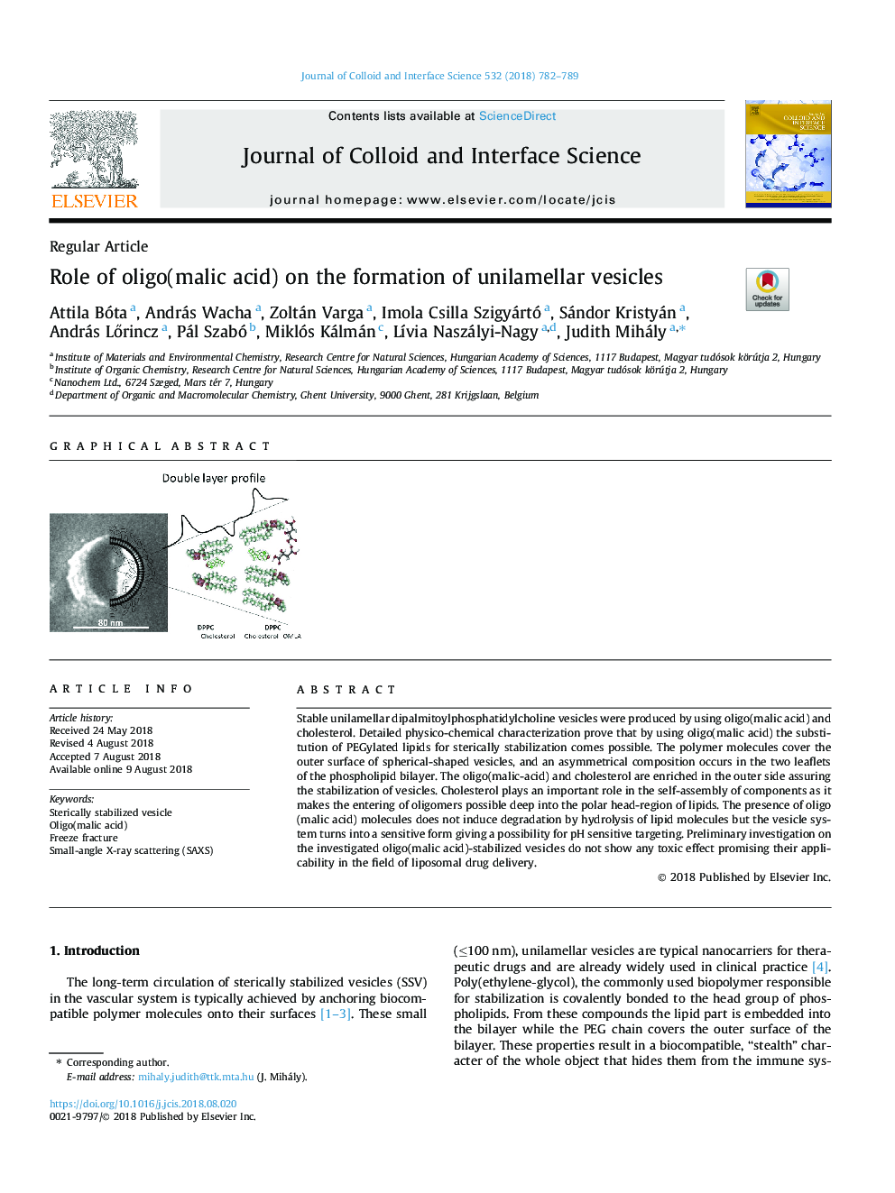 Role of oligo(malic acid) on the formation of unilamellar vesicles