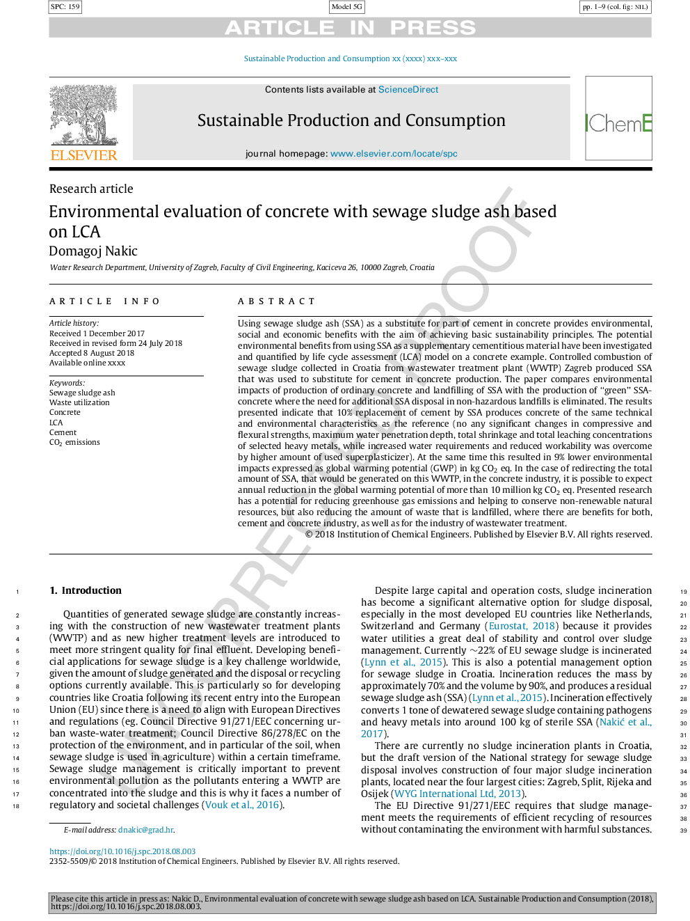 Environmental evaluation of concrete with sewage sludge ash based on LCA