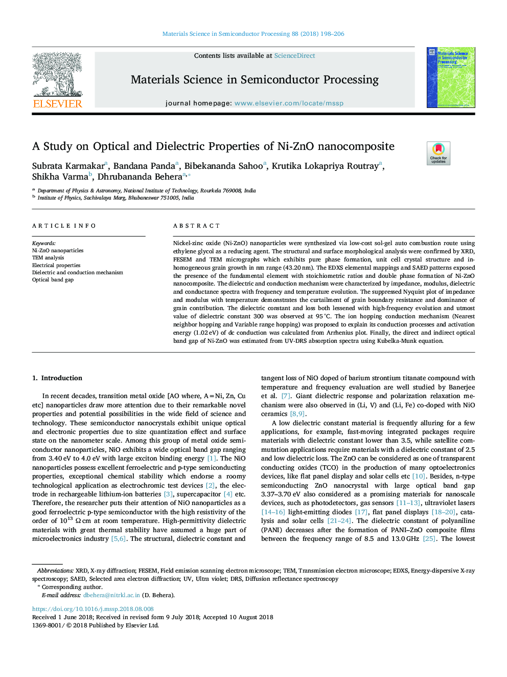 A Study on Optical and Dielectric Properties of Ni-ZnO nanocomposite