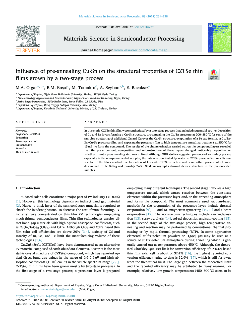 Influence of pre-annealing Cu-Sn on the structural properties of CZTSe thin films grown by a two-stage process