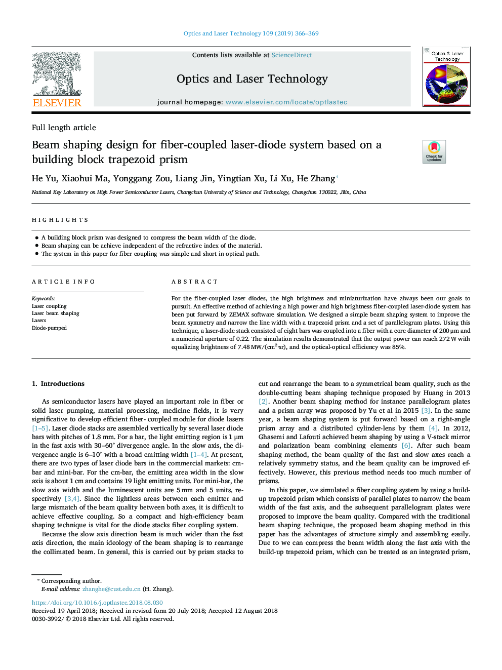 Beam shaping design for fiber-coupled laser-diode system based on a building block trapezoid prism