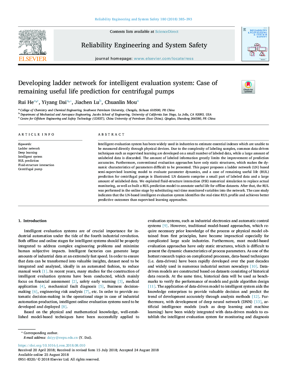 Developing ladder network for intelligent evaluation system: Case of remaining useful life prediction for centrifugal pumps