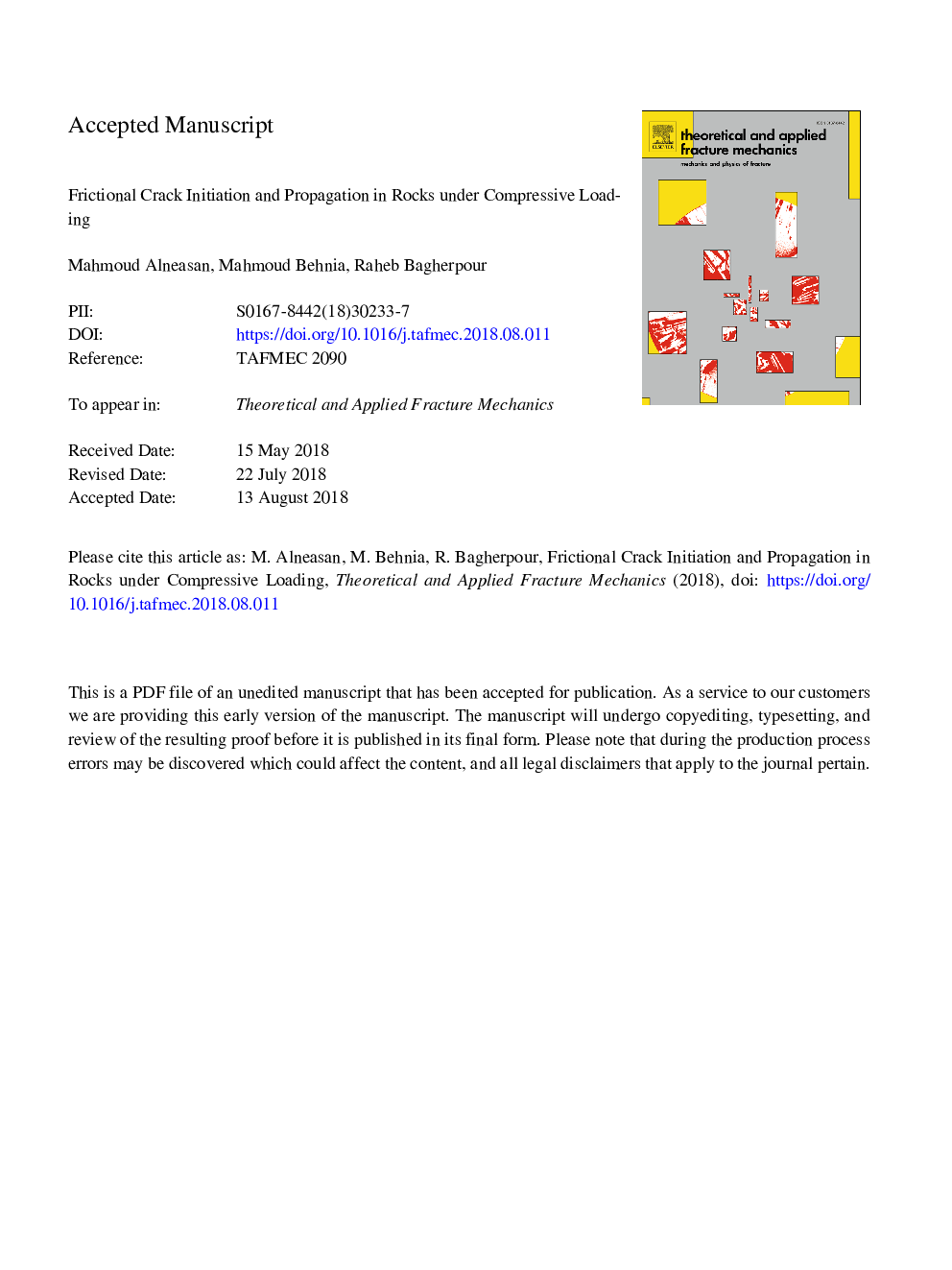 Frictional crack initiation and propagation in rocks under compressive loading