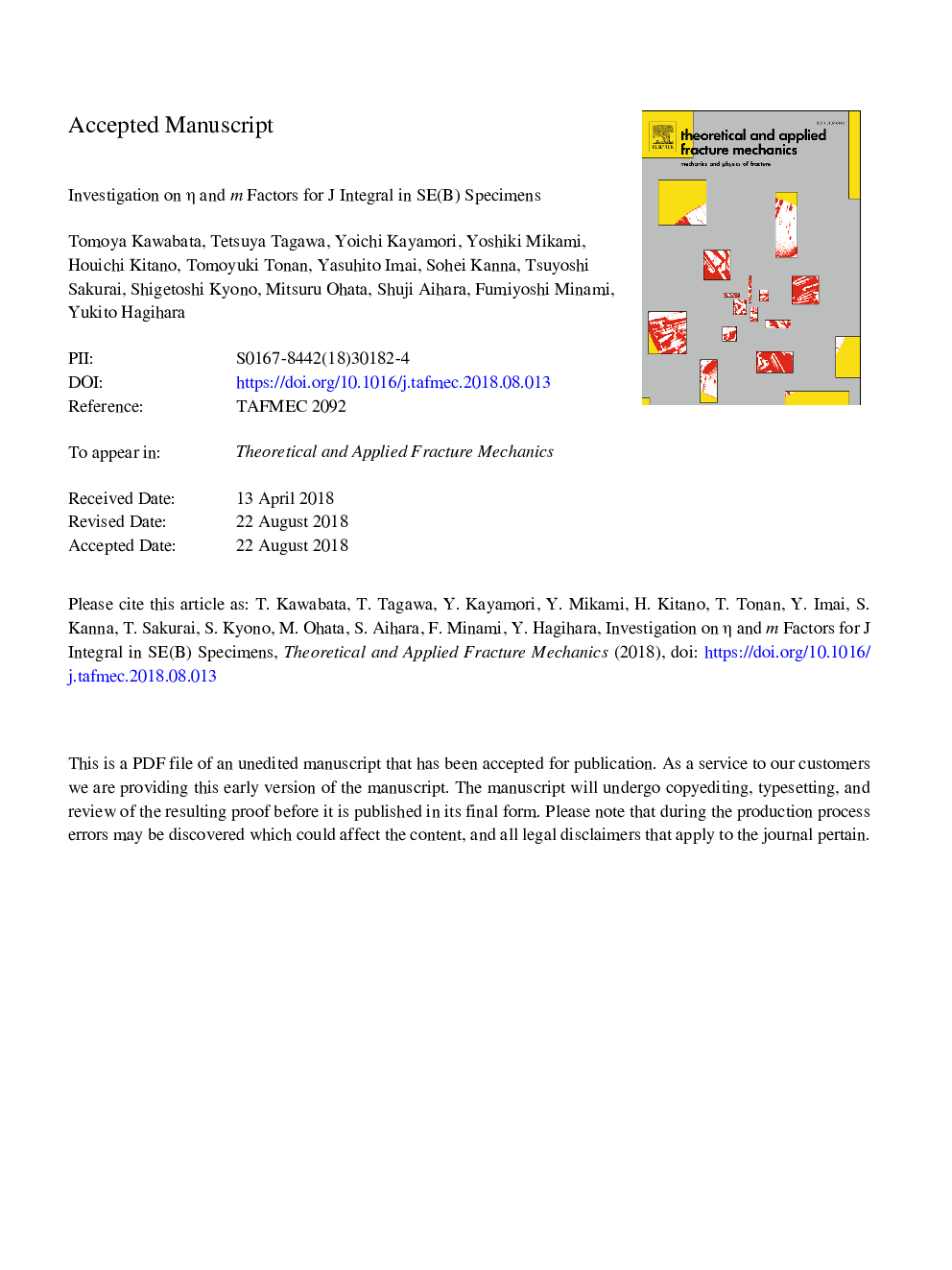 Investigation on Î· and m factors for J integral in SE(B) specimens