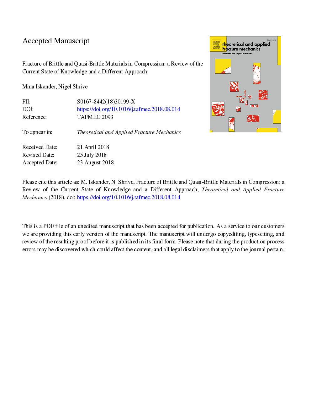 Fracture of brittle and quasi-brittle materials in compression: A review of the current state of knowledge and a different approach