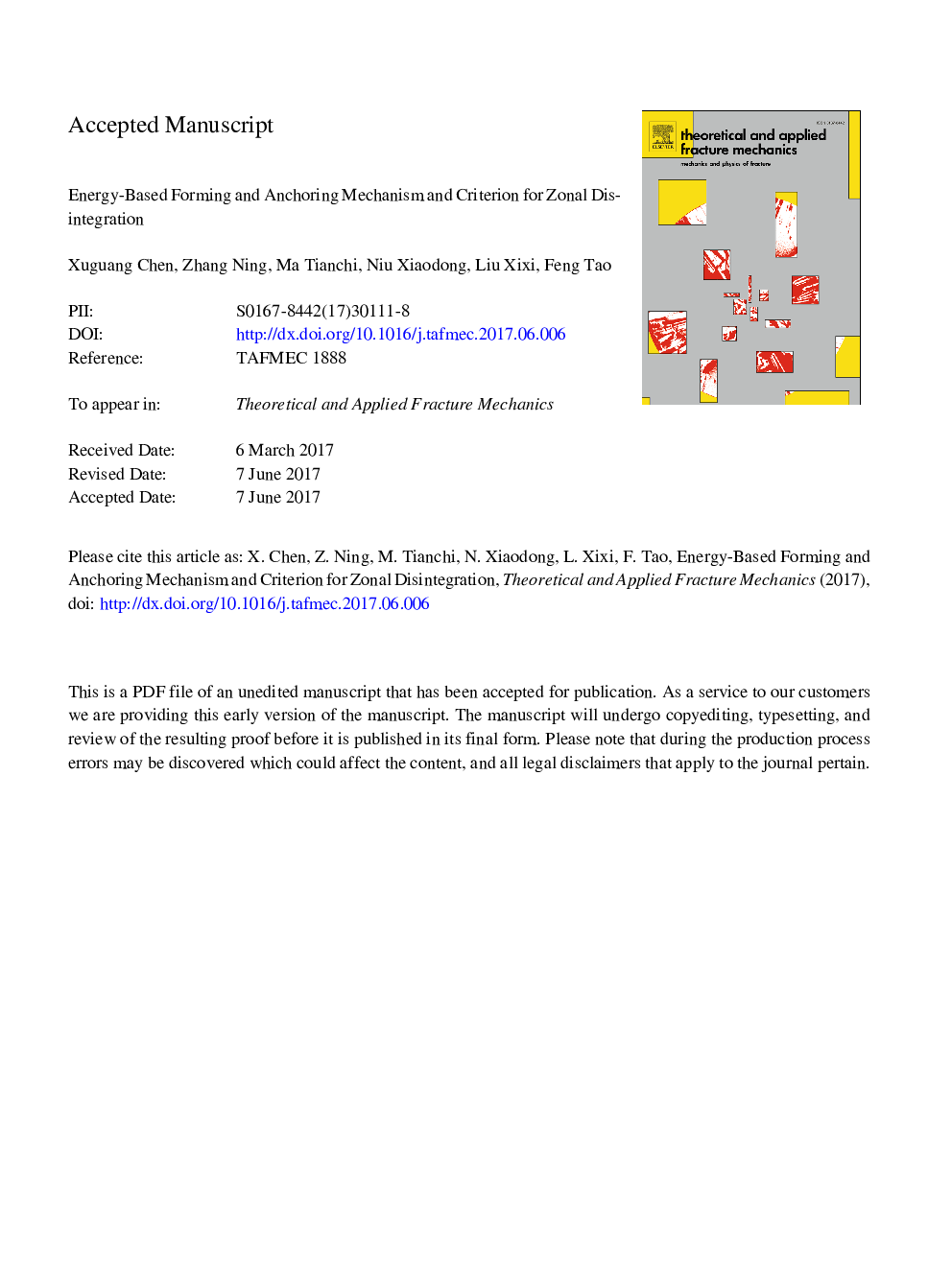 Energy-based forming and anchoring mechanism and criterion for zonal disintegration