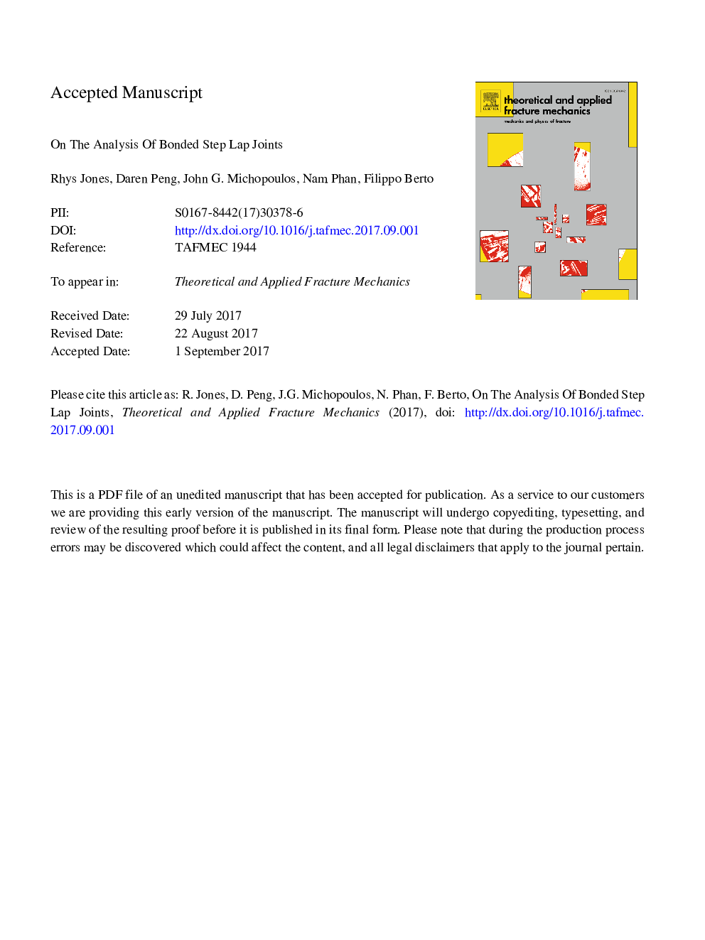 On the analysis of bonded step lap joints