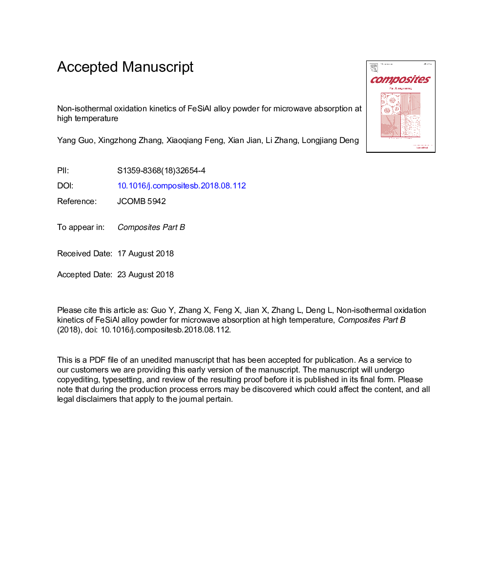 Non-isothermal oxidation kinetics of FeSiAl alloy powder for microwave absorption at high temperature