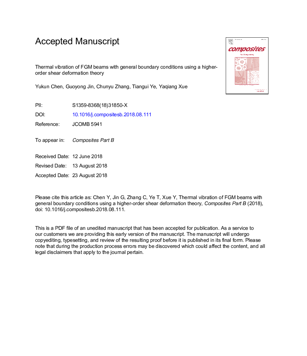 Thermal vibration of FGM beams with general boundary conditions using a higher-order shear deformation theory