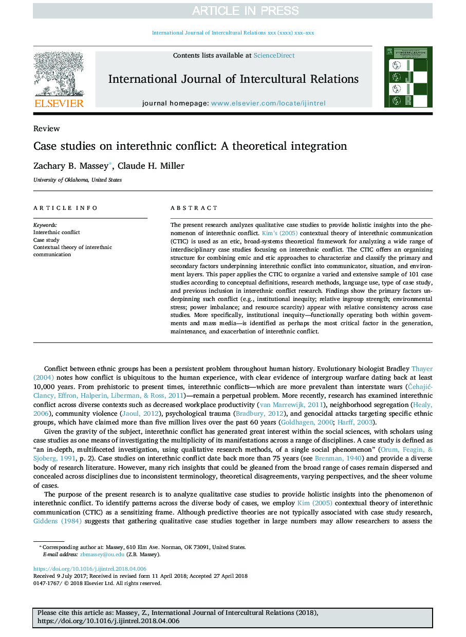 Case studies on interethnic conflict: A theoretical integration