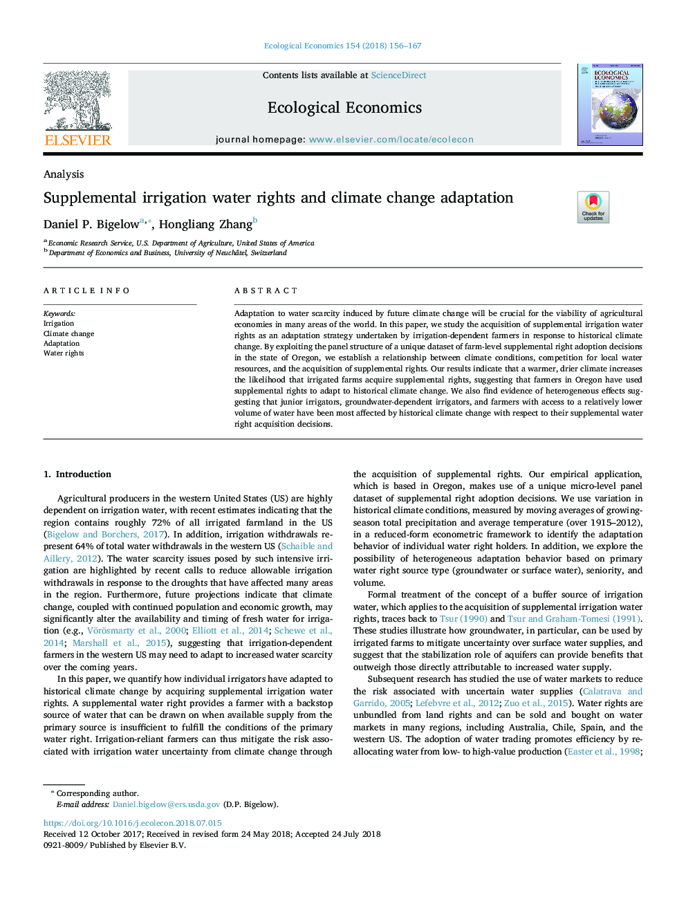 Supplemental irrigation water rights and climate change adaptation