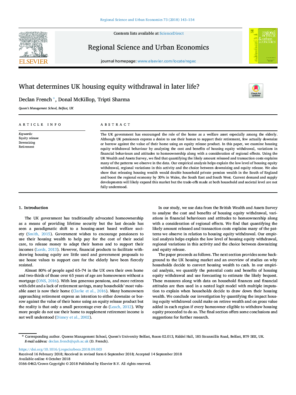 What determines UK housing equity withdrawal in later life?