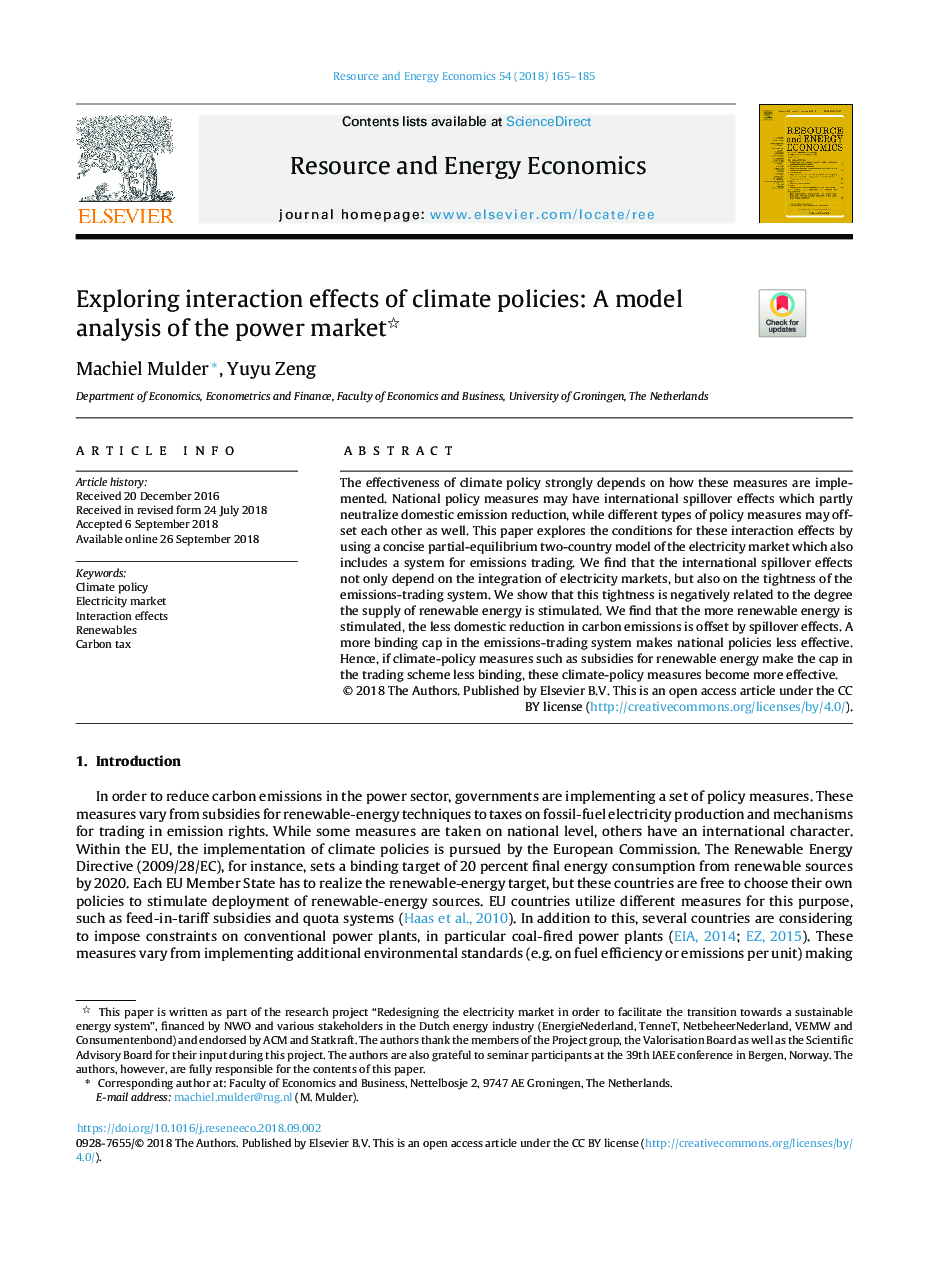 Exploring interaction effects of climate policies: A model analysis of the power market