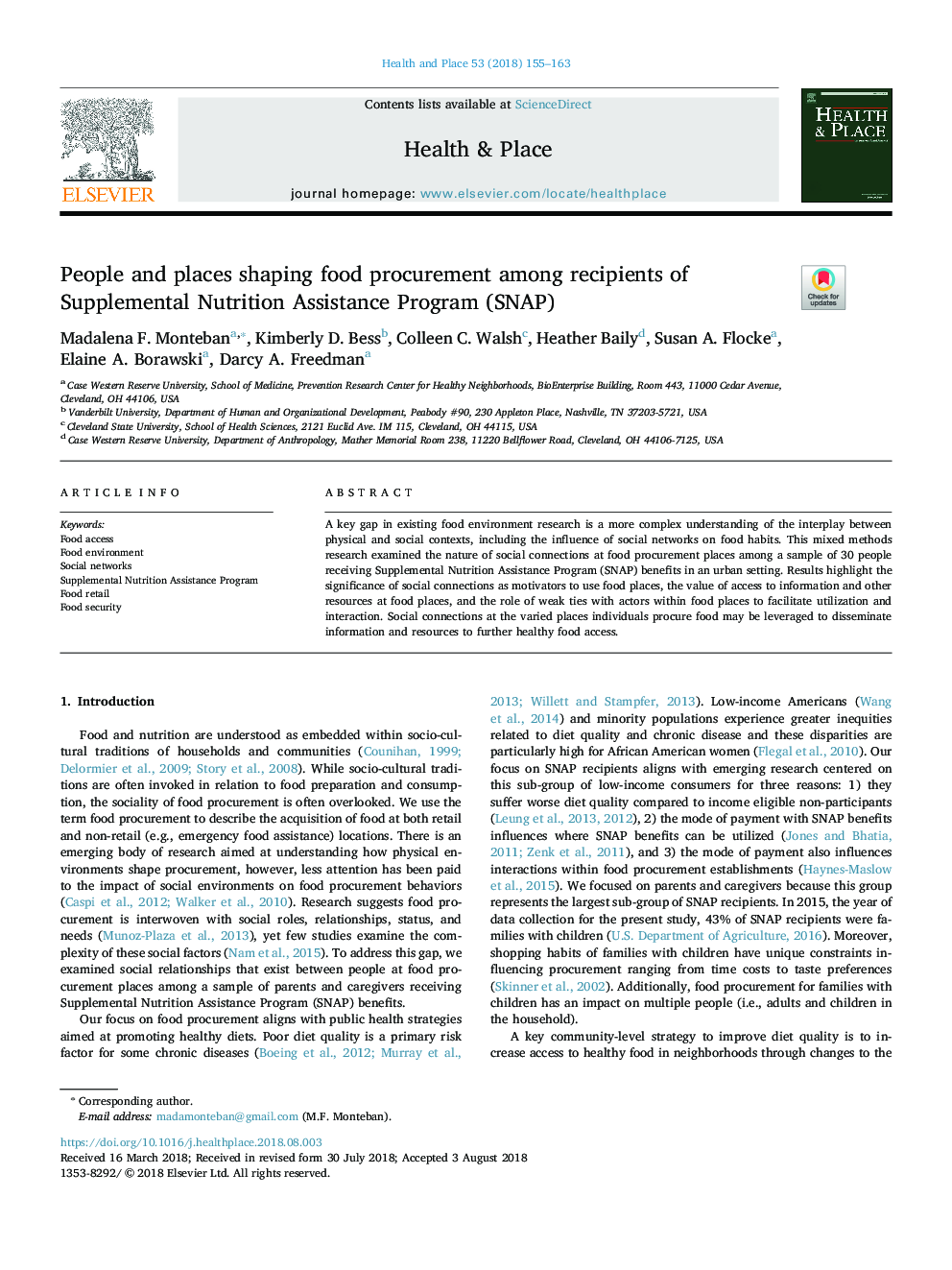 People and places shaping food procurement among recipients of Supplemental Nutrition Assistance Program (SNAP)