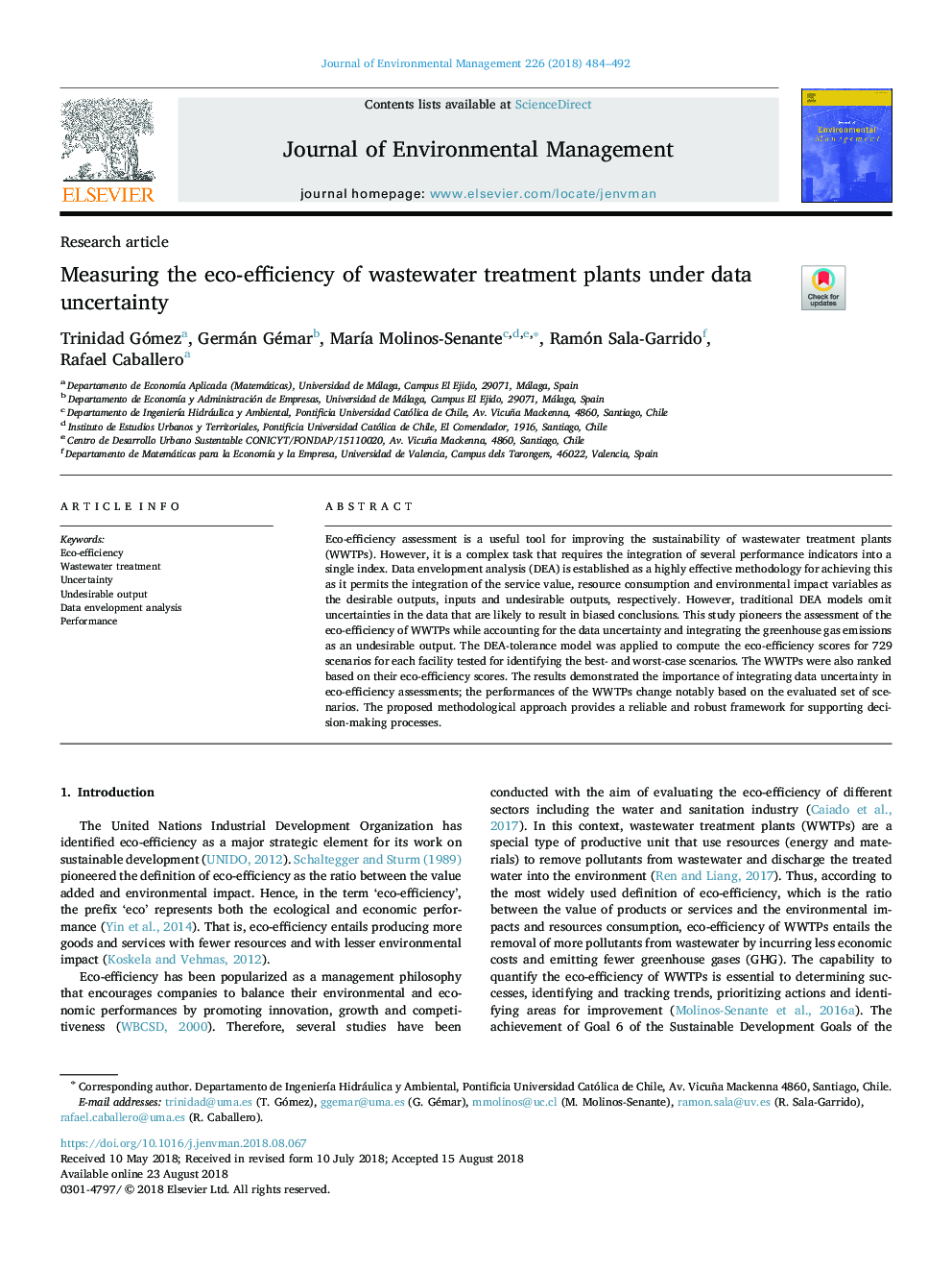 Measuring the eco-efficiency of wastewater treatment plants under data uncertainty