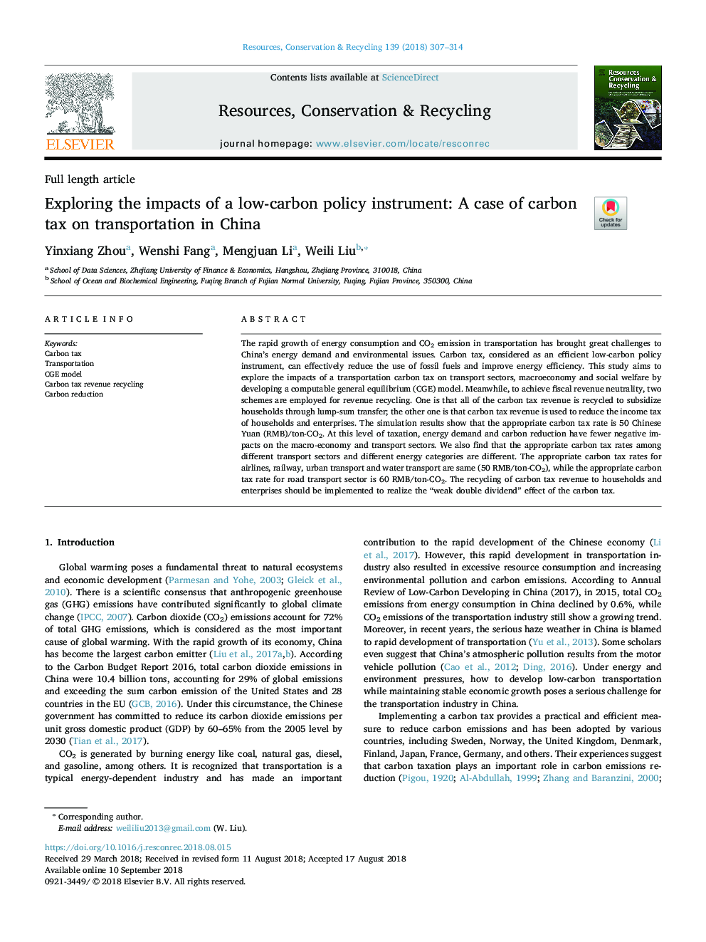 Exploring the impacts of a low-carbon policy instrument: A case of carbon tax on transportation in China