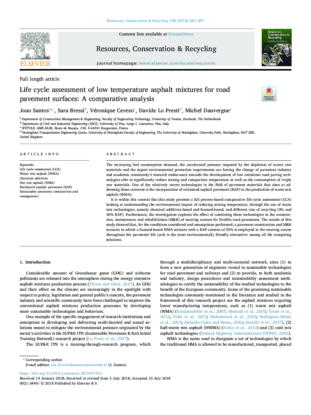 Life cycle assessment of low temperature asphalt mixtures for road pavement surfaces: A comparative analysis