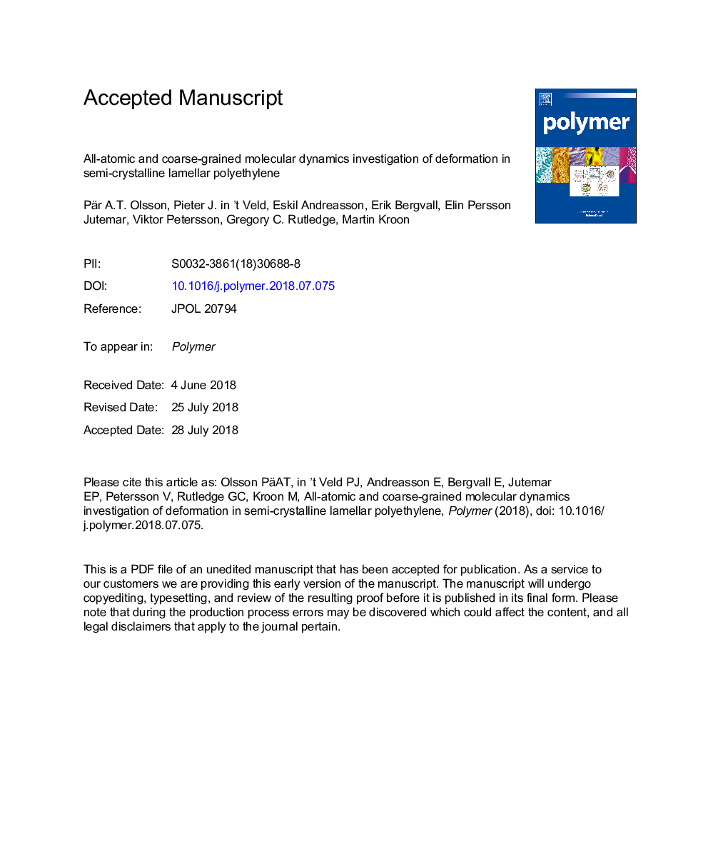 All-atomic and coarse-grained molecular dynamics investigation of deformation in semi-crystalline lamellar polyethylene